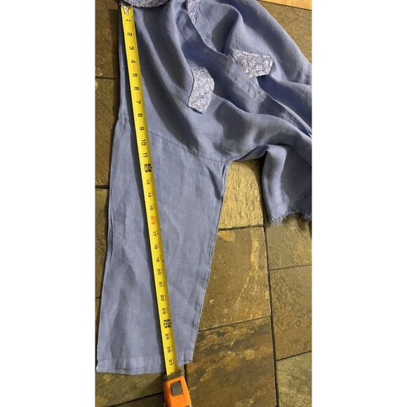 100 % Pure Linen Shirt Women Vintage Linen Made In Italy Embroidered Collar Sz M - Picture 4 of 11